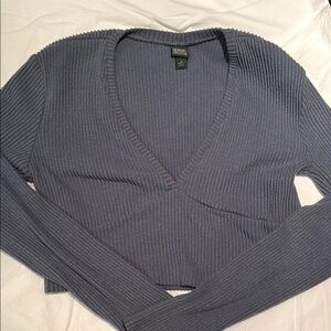 Wild Fable Small Ribbed V-Neck Long Sleeve Sweater